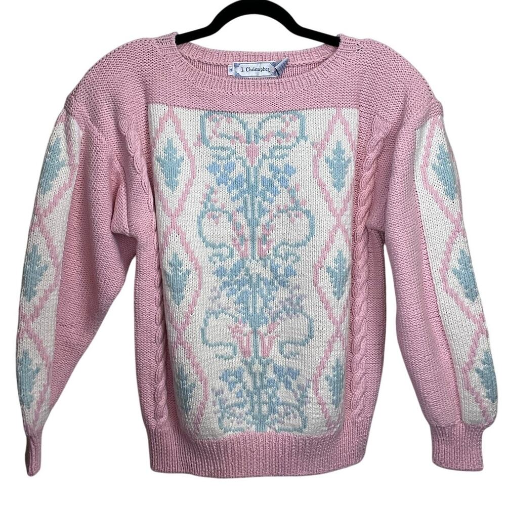 Vintage 80s 90s J. Christopher Cotton Knit Sweater Medium